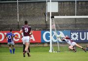 14 June 2009; Wicklow's Tony Hannon watches his penalty being saved by Westmeath goalkeeper Gary Connaughton. GAA Football Leinster Senior Championship Quarter-Final, Wicklow v Westmeath, O'Connor Park, Tullamore, Co. Offaly. Picture credit: Brian Lawless / SPORTSFILE