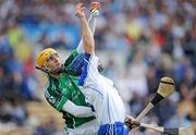 14 June 2009; David Breen, Limerick, contests a dropping ball with Michael Walsh, Waterford. GAA Hurling Munster Senior Championship Semi-Final, Limerick v Waterford, Semple Stadium, Thurles, Co. Tipperary. Picture credit: Brendan Moran / SPORTSFILE