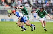 14 June 2009; Seamus Prendergast, Waterford, in action against Donal O'Grady, centre, and Mark Foley, Limerick. GAA Hurling Munster Senior Championship Semi-Final, Limerick v Waterford, Semple Stadium, Thurles, Co. Tipperary. Picture credit: Stephen McCarthy / SPORTSFILE