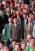 24 May 1998; An Taoiseach, Bertie Ahern T.D., stands for the Irish National Anthem prior to the Leinster GAA Football Senior Championship Quarter-Final match between Meath and Offaly at Croke Park in Dublin. Photo by Ray McManus/Sportsfile