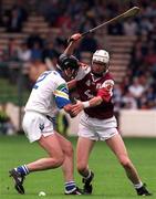 26 July 1998; Brendan Keogh of Galway in action against Tom Feeney of Waterford during the GAA Hurling All-Ireland Senior Championship Quarter-Final match between Waterford and Galway at Croke Park in Dublin. Photo by Ray McManus/Sportsfile