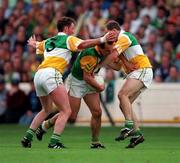 24 May 1998; John Ryan, 3, and team-mate Finbarr Cullen of Offaly in action against Brendan Reilly of Meath during the Leinster GAA Football Senior Championship Quarter-Final match between Meath and Offaly at Croke Park in Dublin. Photo by Ray McManus/Sportsfile