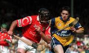 3 May 1998; Brian Corcoran of Cork in action against Barry Murphy of Clare during the National Hurling League Semi-Final match between Cork and Clare at Semple Stadium in Thurles, Tipperary. Photo by Brendan Moran/Sportsfile