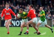 2 May 1998; Brian Scanlon of Kerry in action against Kevin McElvanna of Armagh during the GAA All-Ireland U-21 Football Semi-Final match between Kerry and Armagh at Parnell Park in Dublin. Photo by Ray McManus/Sportsfile