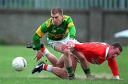 2 May 1998; Brian Scanlon of Kerry in action against Kevin McElvanna of Armagh during the GAA All-Ireland U-21 Football Semi-Final match between Kerry and Armagh at Parnell Park in Dublin. Photo by Ray McManus/Sportsfile