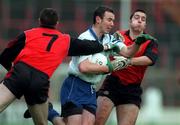 National Football League Quarter-Final, Down v Monaghan, Croke Park. 5/4/98. Action features Monaghan's Declan Smyth is challenged by Down's Sean Ward (7) and Malachy McMurray. Photograph © Ray McManus SPORTSFILE.
