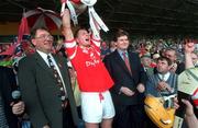 17 May 1998; Cork captain Diarmuid O'Sullivan lifts the cup after the National Hurling League Final match between Cork and Waterford at Semple Stadium in Thurles, Co Tipperary. Photo by Ray McManus/Sportsfile
