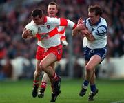 12 April 1998; Eamonn Burns of Derry in action against Dermot McArdle of Monaghan during the National Football League Semi-Final match between Derry and Monaghan at Croke Park in Dublin. Photo by Ray McManus/Sportsfile