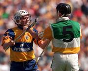 9 August 1998; Ger O'Loughlin of Clare and Brian Whelahan of Offaly involved in a tussle during the GAA Hurling All-Ireland Senior Championship Semi-Final match between Offaly and Clare at Croke Park in Dublin. Photo by Damien Eagers/Sportsfile