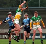 National Hurling League, Dublin v Offaly, Parnell Park, 19/4/98. Offaly's Hubert Rigney fields the ball from Dublin's James Brennan. Photograph ©ÊDamien Eagers SPORTSFILE.