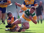 9 August 1998; John Ryan of Offaly in action against Sean McMahon of Clare during the GAA Hurling All-Ireland Senior Championship Semi-Final match between Offaly and Clare at Croke Park in Dublin. Photo by Brendan Moran/Sportsfile