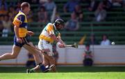 9 August 1998; Johnny Dooley of Offaly has a shot on goal during the GAA Hurling All-Ireland Senior Championship Semi-Final match between Offaly and Clare at Croke Park in Dublin. Photo by Ray McManus/SPORTSFILE