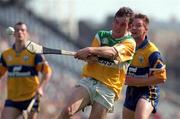 9 August 1998; Johnny Pilkington of Offaly in action against Jamesie O'Connor of Clare during the GAA Hurling All-Ireland Senior Championship Semi-Final match between Offaly and Clare at Croke Park in Dublin. Photo by Damien Eagers/Sportsfile