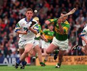 24 May 1998; Ken McGrath of Waterford in action against Seamus McIntyre of Kerry during the Munster Senior Hurling Championship Quarter-Final match between Kerry and Waterford at Austin Stack Park in Tralee, Co Kerry. Photo by Brendan Moran/Sportsfile