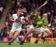 24 May 1998; Ken McGrath of Waterford in action against Seamus McIntyre of Kerry during the Munster Senior Hurling Championship Quarter-Final match between Kerry and Waterford at Austin Stack Park in Tralee, Co Kerry. Photo by Brendan Moran/Sportsfile