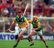24 May 1998; Kevin Martin of Offaly in action against Ray Dorran of Meath during the Leinster GAA Football Senior Championship Quarter-Final match between Meath and Offaly at Croke Park in Dublin. Photo by Ray McManus/Sportsfile