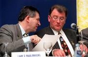 18 April 1998; GAA President Joe McDonagh, right, and Ard StiÃºrthÃ³ir of the GAA Liam Mulvihill during the GAA Annual Congress in the Burlington Hotel in Dublin. Photo by Ray McManus/Sportsfile