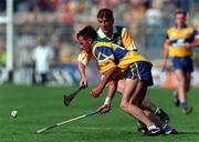 9 August 1998; P.J O'Connell of Clare in action against Michael Duignan of Offaly during the All-Ireland Hurling Semi-Final match between Clare and Offaly at Croke Park in Dublin. Photo by Brendan Moran/Sportsfile