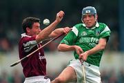 5 October 1997; Shane O'Neill of Limerick in action against Michael Coleman of Galway during the National Hurling League Final match between Limerick and Galway at Cusack Park in Ennis, Clare. Photo by Ray McManus/Sportsfile