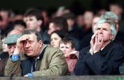 5 April 1998; Garda Commisioner Pat Byrne, left, and Minister for Tourism, Sport and Recreation Jim McDaid T.D, watch from the Hogan Stand during the National Football League Quarter-Final match between Cork and Donegal at Croke Park in Dublin. Photo by Ray Lohan/Sportsfile
