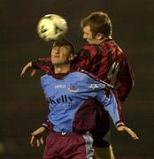 5 January 2001; Trevor Molloy of Bohemians in action against John Butler of Drogheda United during the FAI Harp Lager Cup Second Round match between Bohemians and Drogheda United at Dalymount Park in Dublin. Photo by David Maher/Sportsfile