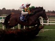 31 Decmber 2000; Aerleon Pete, with Frank Berry up, jumps the last ahead of Topacio, with Jason Titley up during the AIB Agri-Business December Festival Hurdle on day three of the Leopardstown Christmas Festival at Leopardstown Racecourse in Dublin. Photo by Ray Lohan/Sportsfile