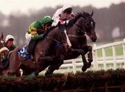 31 Decmber 2000; Aerleon Pete, with Frank Berry up, jumps the last ahead of Topacio, with Jason Titley up during the AIB Agri-Business December Festival Hurdle on day three of the Leopardstown Christmas Festival at Leopardstown Racecourse in Dublin. Photo by Aoife Rice/Sportsfile