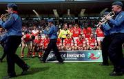 16 July 2000; The Armagh team set up for the team picture as the band pass by prior to the Ulster Senior Football Championship Final match between Armagh and Derry at St Tiernach's Park in Clones, Monaghan. Photo by David Maher/Sportsfile