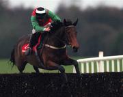 18 November 2000; Limestone Lad with Barry Cash up, jump the last on their way to wining the Craddockstown Novice Steeplechase at  at Punchestown Racecourse in Kildare. Photo by Ray McManus/Sportsfile