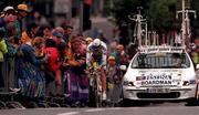 11 July 1998; Chris Boardman of Great Britain on his way to winning the Prologue on the first day of the 1998 Tour De France in Dublin. Photo by Brendan Moran/Sportsfile