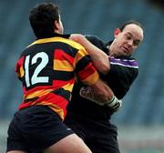 2 December 2000; David Coleman of Terenure is tackled by Shane Horgan of Lansdowne during the AIB All-Ireland League Division 1 match between Lansdowne and Terenure College at Lansdowne Road in Dublin. Photo by David Maher/Sportsfile