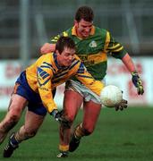 19 November 2000; Des Mackin of Na Fianna in action against Tom Coffey of Rhode during the AIB Leinster Senior Club Football Championship Semi-Final match between Na Fianna and Rhode at St Conleth's Park in Newbridge, Kildare. Photo by Brendan Moran/Sportsfile