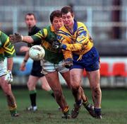 19 November 2000; Des Mackin of Na Fianna in action against Fergal Dunne of Rhode during the AIB Leinster Senior Club Football Championship Semi-Final match between Na Fianna and Rhode at St Conleth's Park in Newbridge, Kildare. Photo by Brendan Moran/Sportsfile