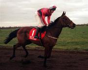 3 December 2000; Dutsdale Dancer, with SP McCann up go to post prior to the Boyle Bookmakers Royal Bond Novice Hurdle at Fairyhouse Racecourse in Meath. Photo by Aoife Rice/Sportsfile