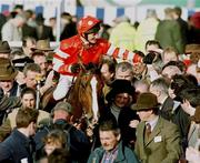 18 March 1998; Richard Dunwoody on Florida Pearl celebrates after winning the Royal & Sunalliance Chase on Day Two of the Cheltenham Racing Festival at Prestbury Park in Cheltenham, England. Photo by Matt Browne/Sportsfile