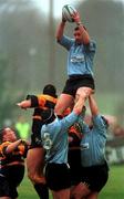 5 December 1998; Gareth Dineen of Galwegians wins possession of a lineout during the AIB Rugby League Division 1 match between Galwegians and Buccaneers at Dubarry Park in Athlone. Photo by Matt Browne/Sportsfile