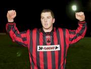 6 January 2001; Vinny Perth of Longford Town, who scored a last minute equiliser, celebrates following the FAI Harp Lager Cup Second Round match between Longford Town and Cork City at Flancare Park in Longford. Photo by David Maher/Sportsfile