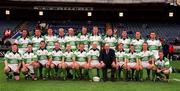 19 November 2000; The Ireland team prior to the International Rugby Friendly match between Ireland and South Africa at Lansdowne Road in Dublin. Photo by  Aoife Rice/Sportsfile