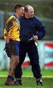 19 November 2000; Jason Sherlock of Na Fianna, with Clive O'Reilly during the AIB Leinster Senior Club Football Championship Semi-Final match between Na Fianna and Rhode at St Conleth's Park in Newbridge, Kildare. Photo by Brendan Moran/Sportsfile