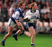 6 October 1996; Jenny Greenan of Monaghan in action against Mary Casey of Laois during the All-Ireland Ladies Football Senior Championship Final Replay match between Monaghan and Laois at Croke Park in Dublin. Photo by Ray McManus/Sportsfile