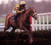 31 December 2000; Michael Mor, with Barry Geraghty up, jumps the last on their way to winning the O'Dwyers Stillorgan Orchard Novice Hurdle on day three of the Leopardstown Christmas Festival at Leopardstown Racecourse in Dublin. Photo by Aoife Rice/Sportsfile