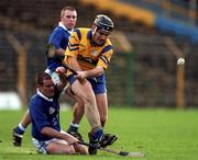 26 November 2000; John O'Meara of Sixmilebridge in action against Keith O'Neill of Mount Sion during the AIB Munster Senior Hurling Club Championship Final match between Sixmilebridge and Mount Sion at Semple Stadium in Thurles, Tipperary. Photo by Brendan Moran/Sportsfile