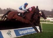 31 December 2000; Brush the Flag, with AK Wyse up, left, jump the last first time round, ahead of Rose of Inchiquin, with Tom Treacy up during the William Neville & Sons Novice Steeplechase on day three of the Leopardstown Christmas Festival at Leopardstown Racecourse in Dublin. Photo by Aoife Rice/Sportsfile