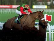 27 December 2000; Lyreen Wonder, with Barry Cash up, jumps the last during the paddypower.com Handicap Steeplechase on Day Two of the Leopardstown Christmas Festival at Leopardstown Racecourse in Dublin. Photo by Matt Browne/Sportsfile