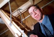 1 August 1998; Galway footballer Michael Donnellan pictured at his new place of work, Stira Folding Attic Stairs in Dunmore, Galway. Photo by Sportsfile