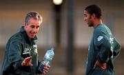 7 November 1996;  Manager Mick McCarthy speaks with Phil Babb during a Republic of Ireland training session at Oriel Park in Dundalk. Photo by David Maher/Sportsfile
