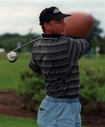 24 July 1997; Taking time out from their preparations for the Budweiser American Bowl, Pittsburgh Steelers quarterback Mike Tomczak drives off at the first hole in St Margeret's Golf Club in Dublin yesterday in a challenge match played against the Chicago Bears. Photo by David Maher/Sportsfile