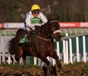 27 December 2000; Native Estates, with Charlie Swan up,  jumps the last on their way to finishing third in the Paddy Power Online Handicap Hurdle on Day Two of the Leopardstown Christmas Festival at Leopardstown Racecourse in Dublin. Photo by Matt Browne/Sportsfile