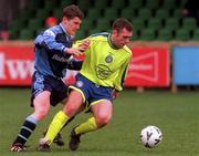 12 March 2000; Don Tierney of Finn Harps in action against Ciaran Kavanagh of UCD during the Eircom League Premier Division match between UCD and Finn Harps at Belfield Park in Dublin. Photo by Damien Eagers/Sportsfile