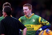 19 November 2000; Pascal Kelleghan of Rhode is sent off by referee Seamus McCormack during the AIB Leinster Senior Club Football Championship Semi-Final match between Na Fianna and Rhode at St Conleth's Park in Newbridge, Kildare. Photo by Brendan Moran/Sportsfile